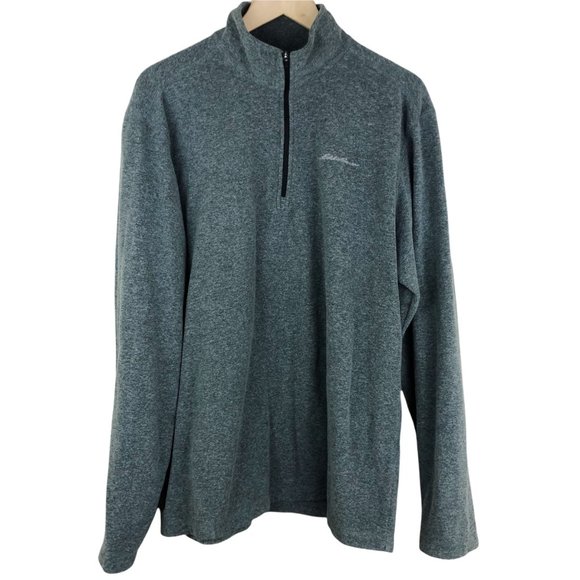 Eddie Bauer 1/4 Zip Fleece Pullover Sweatshirt Men's Tall L Gray Mock Neck